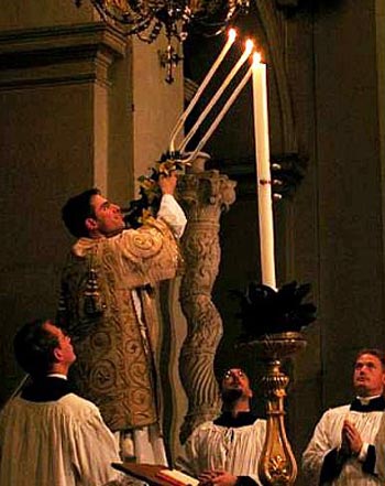 lighting paschal candle